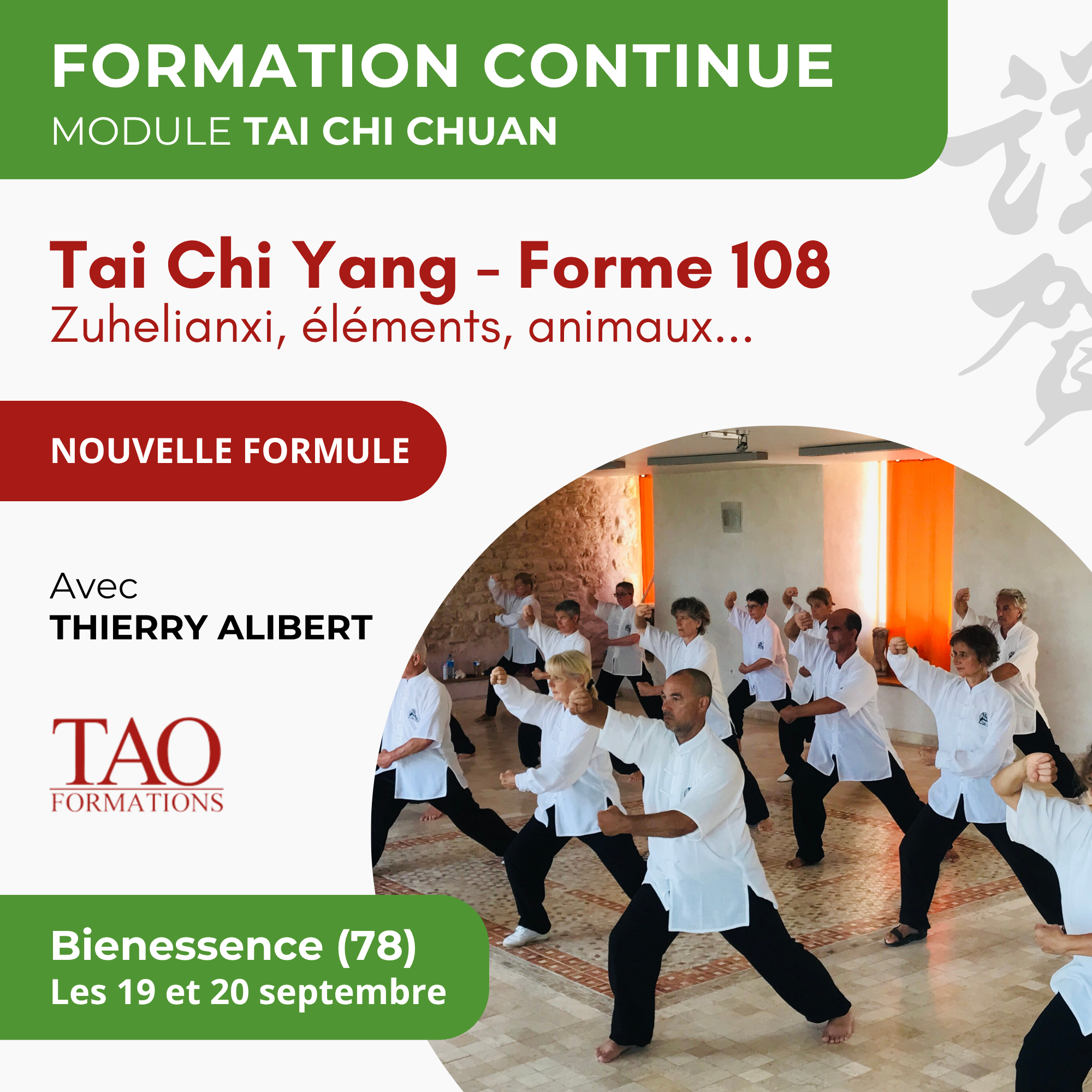 Stage 19-20 sept 2026 — TC Yang 108 avancé — Bienessence
